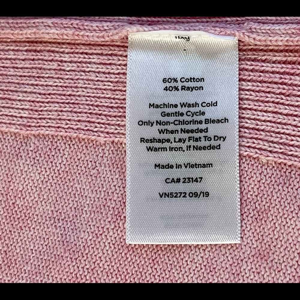 TALBOTS lightweight pink button front cotton / rayon cardigan, size L EUC - Picture 7 of 8